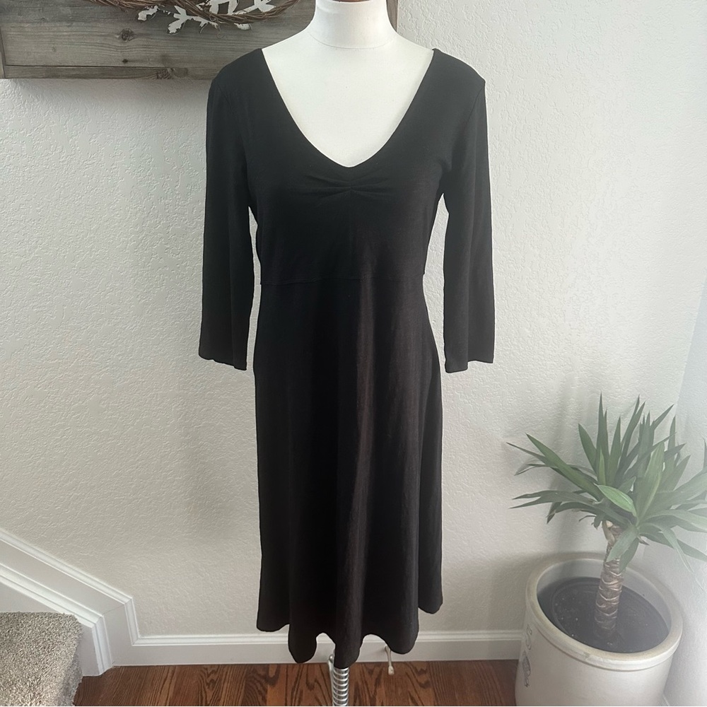 Toad & Co Rosalinda black‎ 3/4 sleeve dress pull on size Medium
